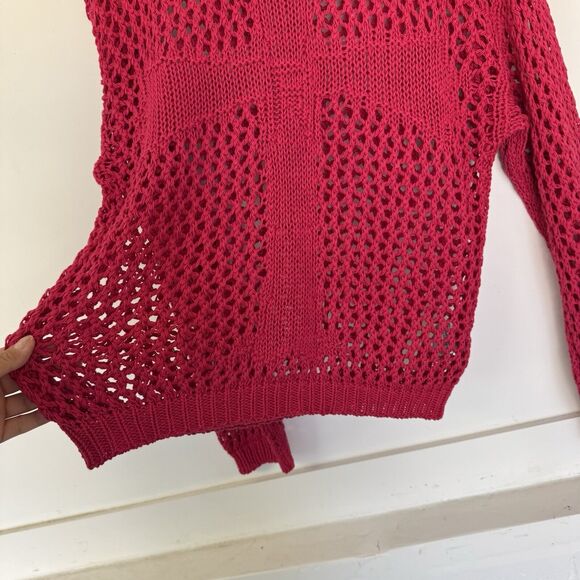 Racer Worldwide Cross Net Sweater Pink Grunge Rock Punk Crochet Unisex Small EUC - Picture 6 of 13